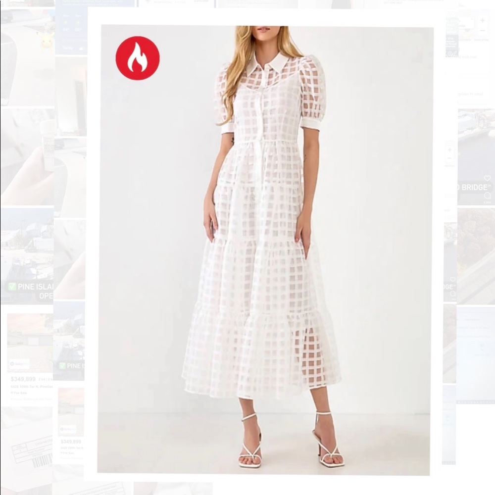 English Factory White Organza Midi Dress